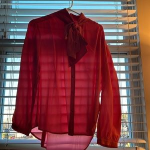 JCREW pink button up with bow woman’s us size M silk